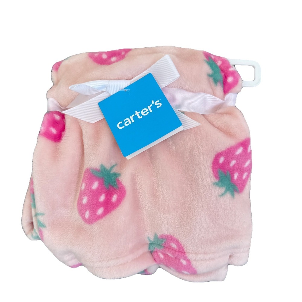 Carter's Baby Girl Pink Blanket Strawberry Themed 30x40" Newborn Infant Gift NWT - Picture 2 of 5